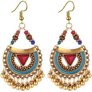 Vintage Boho Statement Drop Dangle Earrings for Women Bohemian Ethnic Handmade B